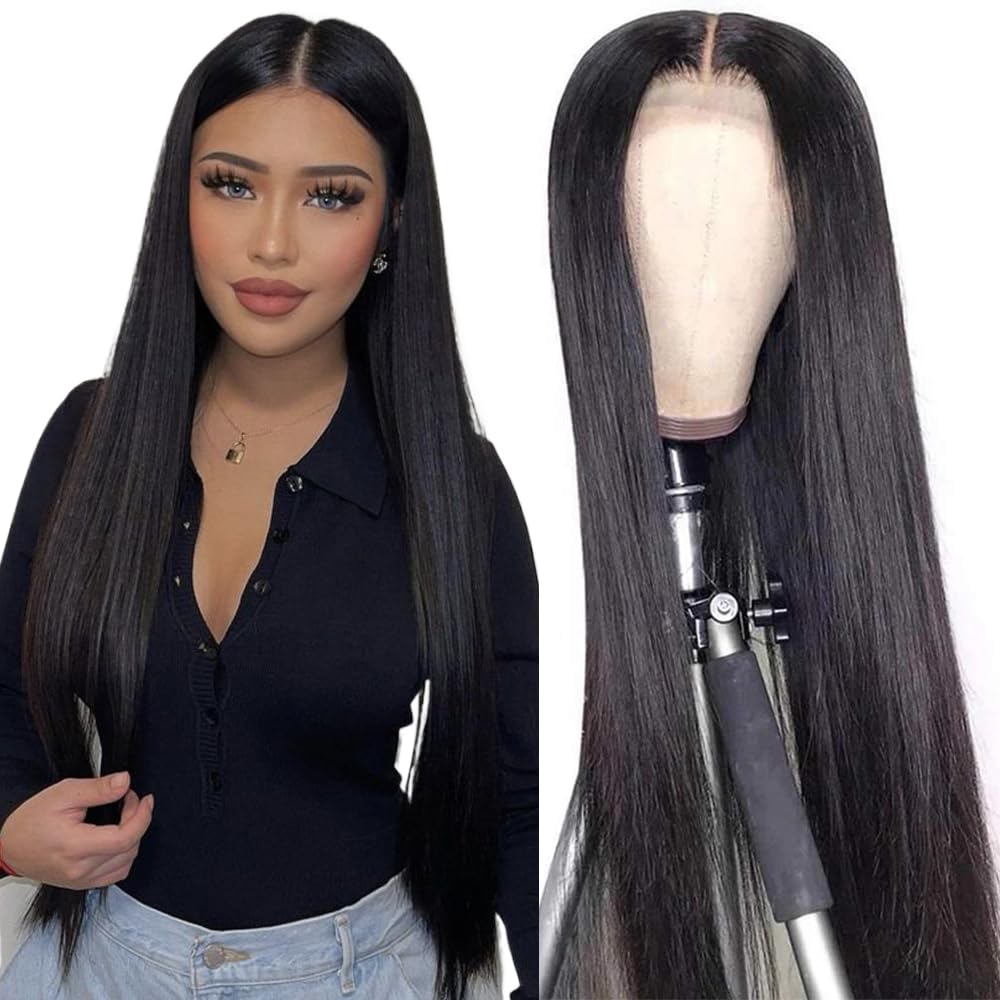 Silky Straight 4x4 Lace Closure Human Hair 150% Density Wig