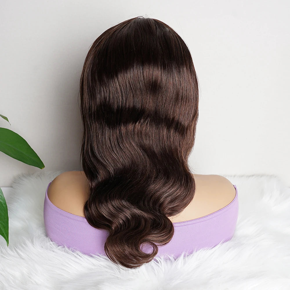 Glueless Chocolate Brown Body Wave 4x4 Lace Closure Wig 150% Density