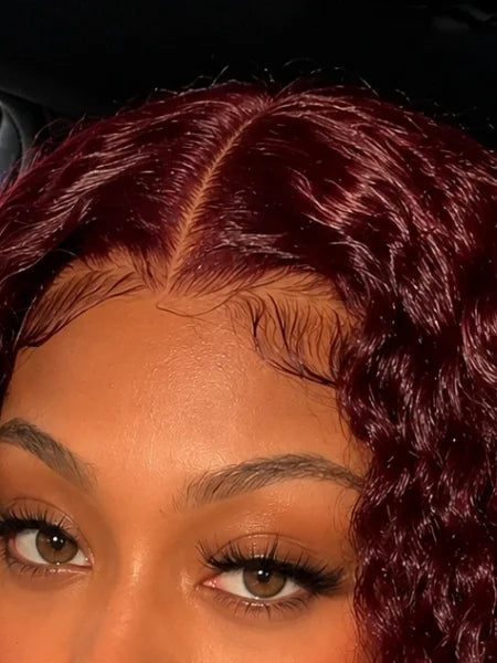 99J Burgundy Curly HD Lace Front Deep Wave Wig