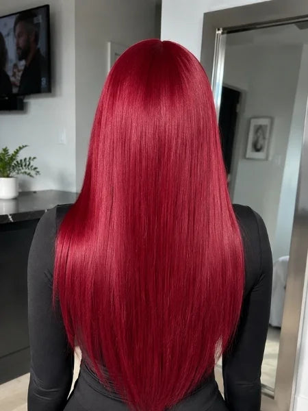 99J Burgundy HD Lace Front Straight Wig 200% Density