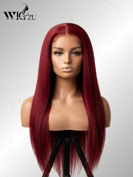 99J Burgundy HD Lace Front Straight Wig 200% Density