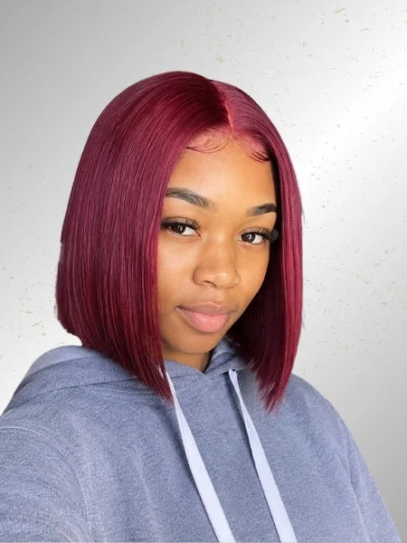 99J Burgundy Short Straight Bob 13x4 Lace Front Wig