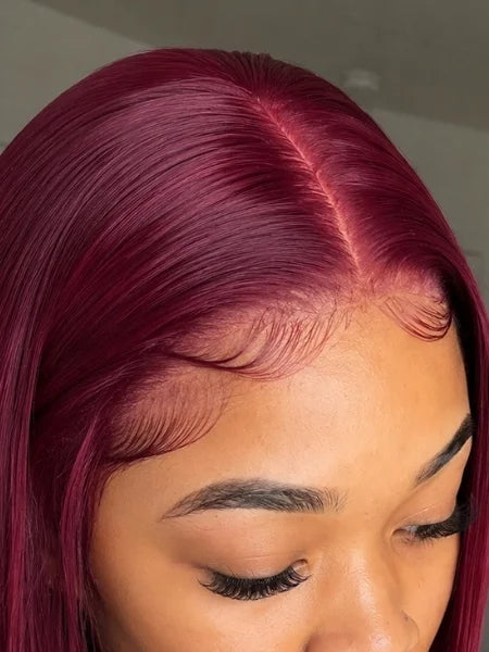 99J Burgundy Short Straight Bob 13x4 Lace Front Wig