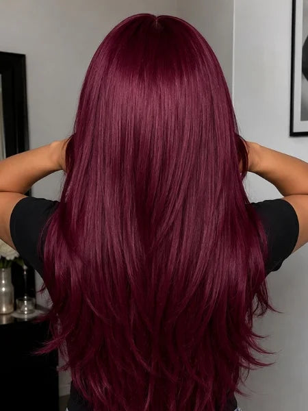 Back View of 99J Burgundy Body Wave HD Lace Frontal Wig | Wigzu