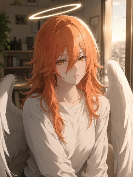 Angel Devil Bangs Long Orange Brown Cosplay Wigs