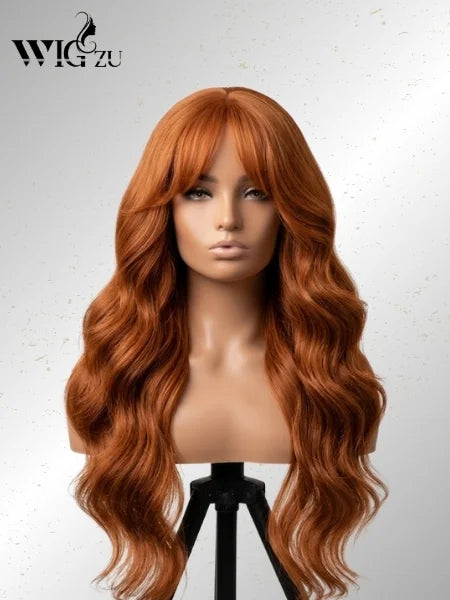Angel Devil Bangs Long Orange Brown Cosplay Wigs