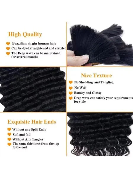 Features of Boho Braids Deep Water Wave Extension - Brazilian Virgin Human Hair, No Shedding | Wigzu