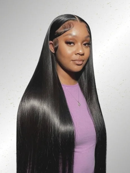Bone Straight HD Lace Frontal Wig 200% Density - Front View | Wigzu