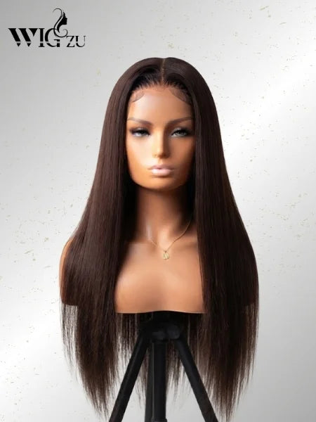 Brazilian Hair Chocolate Brown HD Lace Front Straight Wig