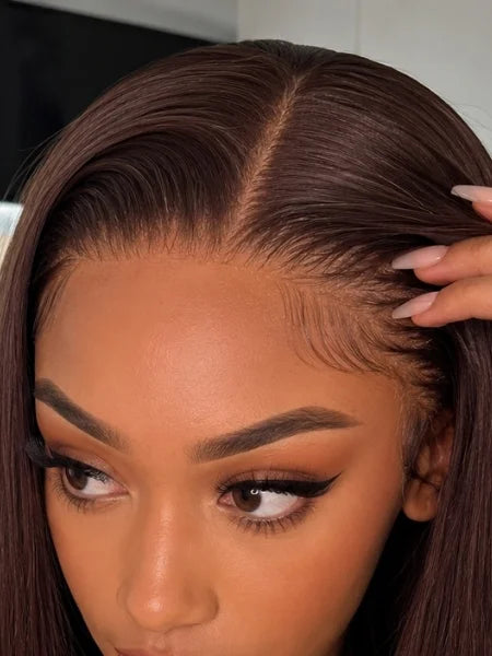 Brazilian Hair Chocolate Brown HD Lace Front Straight Wig