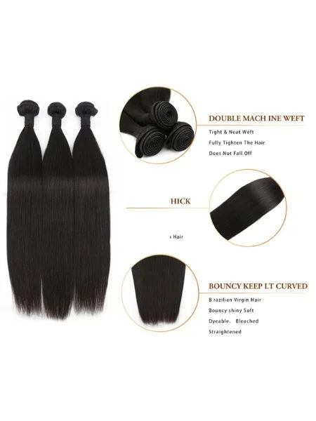 Features of 12A Straight Human Hair Extension - Double Machine Weft, Bouncy and Curved | Wigzu