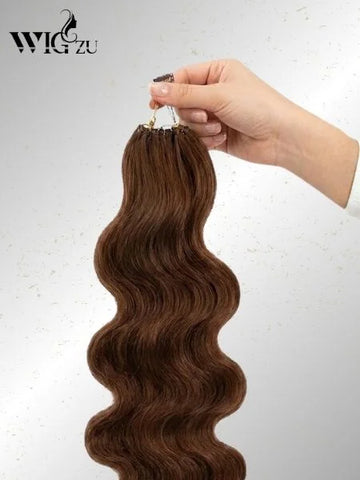 Medium Brown Body Wave Micro-Loop Hair Extension - Wigzu Human Hair