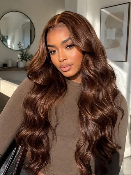 Chocolate Brown HD Lace Front Body Wave Wig 200% Density