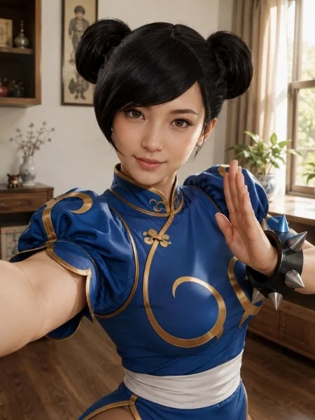 Chun Li Cosplay Black Hair Wig For Women
