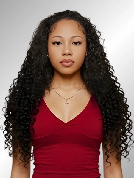 3-in-1 Flip Half Wig Deep Wave Glueless Wig - Front View | Wigzu