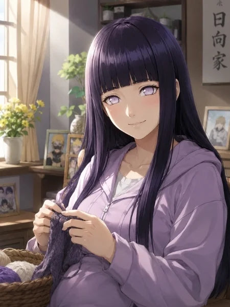 Hinata Hyuuga Dark Blue Long Straight Blunt Bangs Cosplay Wig