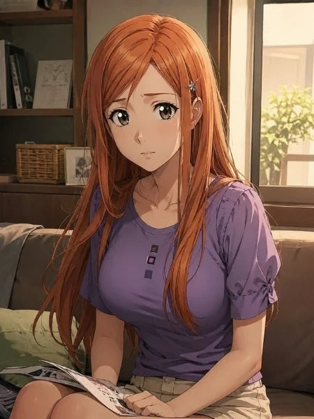Inoue Orihime Long Orange Synthetic Cosplay Wigs