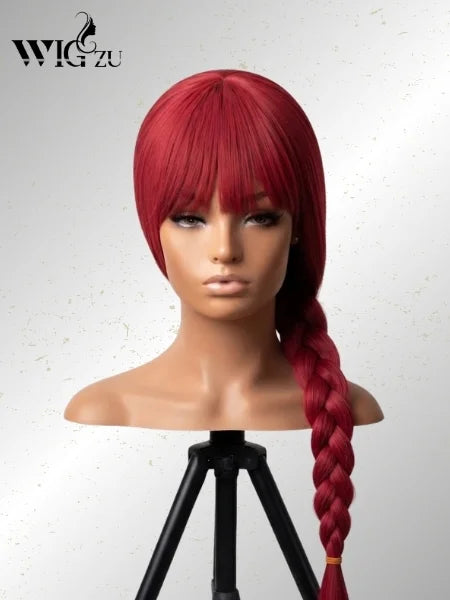 Makima Long Rose Red Braided Cosplay Wigs