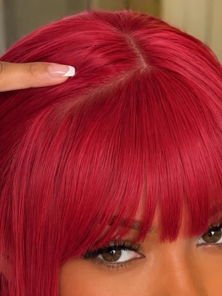 Makima Long Rose Red Braided Cosplay Wigs