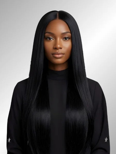 Silky Straight V-Part Glueless Human Hair Wig