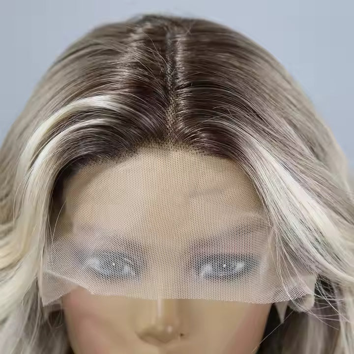 V-Part Golden Blonde Glueless Wavy Wig 150% Density