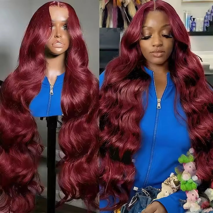 13x6 HD Lace Burgundy 99J Glueless Frontal Wig