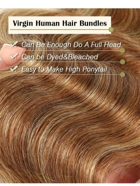 Blonde Highlight Body Wave Raw Human Hair Extension - WIGZU