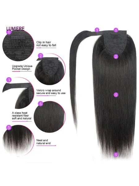 Bone Straight Human Hair Ponytail Extension - WIGZU