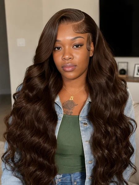 Chocolate Brown Body Wave 13x4 Lace Frontal Wig - WIGZU