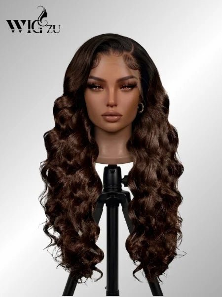 Chocolate Brown Body Wave 13x4 Lace Frontal Wig - WIGZU
