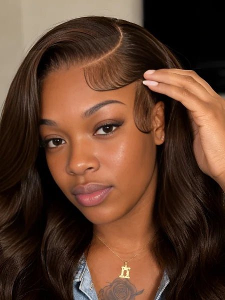 Chocolate Brown Body Wave 13x4 Lace Frontal Wig - WIGZU