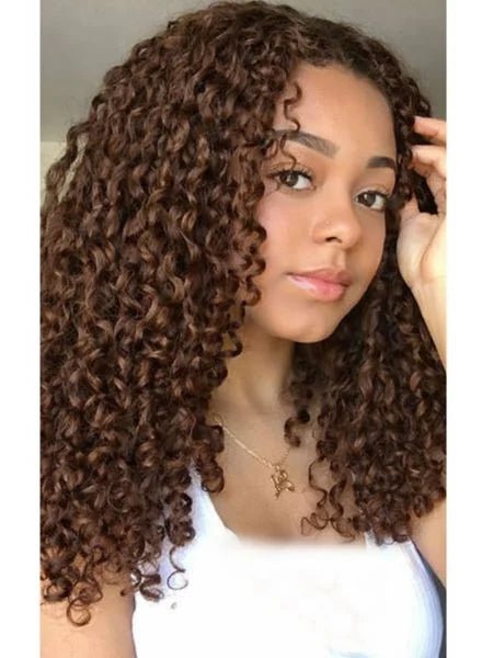 Chocolate Brown Spiral Curly Crochet Invisible Knotless, Braiding - WIGZU