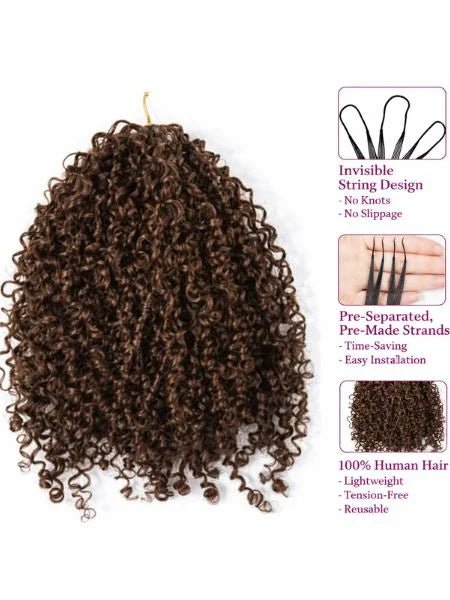 Chocolate Brown Spiral Curly Crochet Invisible Knotless, Braiding - WIGZU