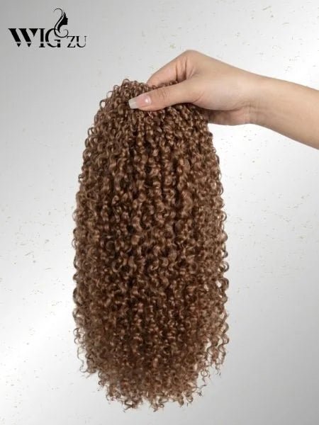 Chocolate Brown Spiral Curly Crochet Invisible Knotless, Braiding - WIGZU