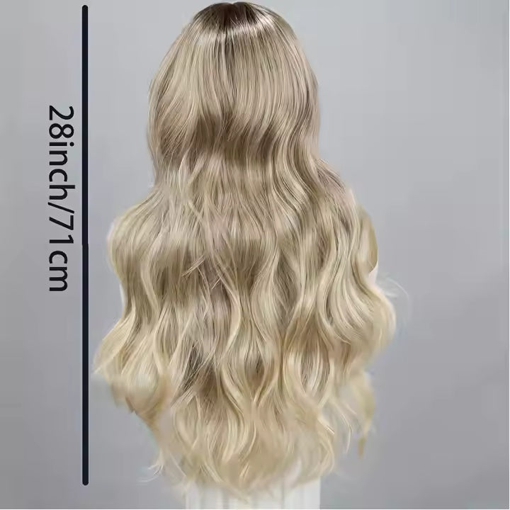 V-Part Golden Blonde Glueless Wavy Wig 150% Density
