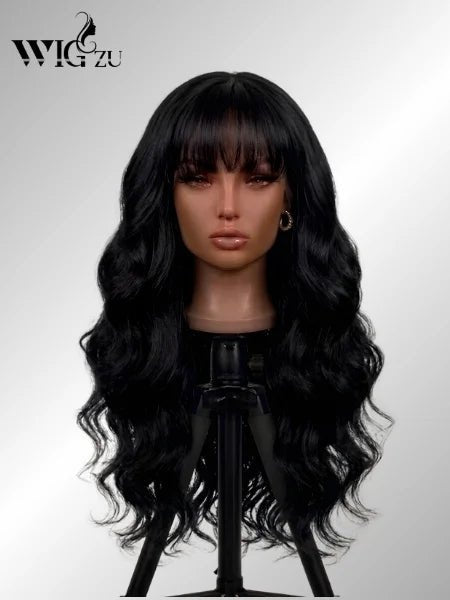 Glueless Body Wave Machine Made Wig with Bangs - WIGZU