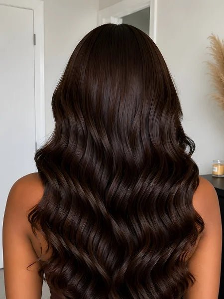 Glueless Chocolate Brown Body Wave 4x4 Lace Closure Wig 150% Density - WIGZU