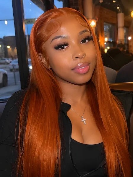 HD Lace Ginger Orange Frontal Wig 180% Density - WIGZU