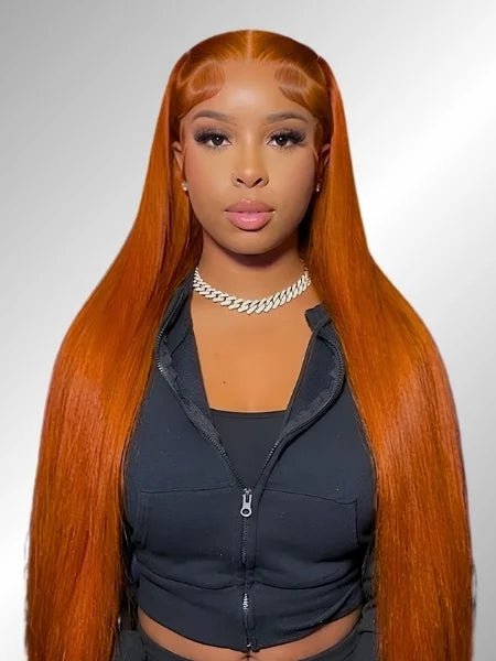HD Lace Ginger Orange Frontal Wig 180% Density - WIGZU
