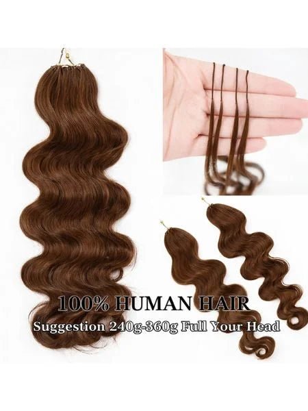 Medium Brown Body Wave Invisible Micro-Loop Hair Extension - WIGZU