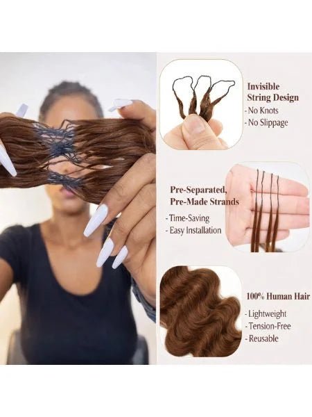 Medium Brown Body Wave Invisible Micro-Loop Hair Extension - WIGZU