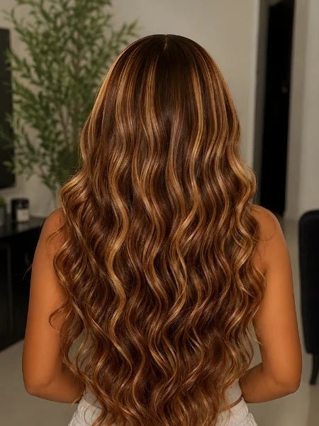 P4/27 Honey Blonde Body Wave 4x4 Lace Closure Wig 150% Density - WIGZU