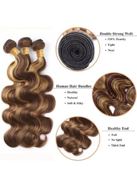 P4/27 Honey Blonde Ombre Body Wave Extension - WIGZU
