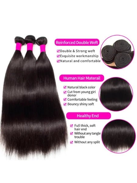 Silky Straight Brazilian Human Hair Bundle - WIGZU