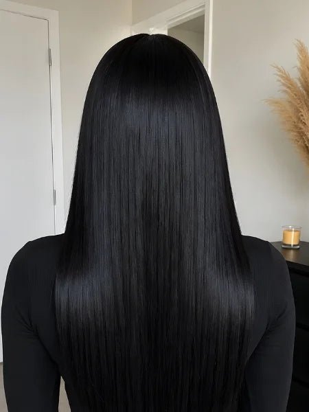 Silky Straight Glueless Wig with Bangs 180% Density - WIGZU