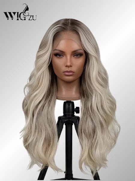 V-Part Golden Blonde Glueless Wavy Wig 150% Density - WIGZU