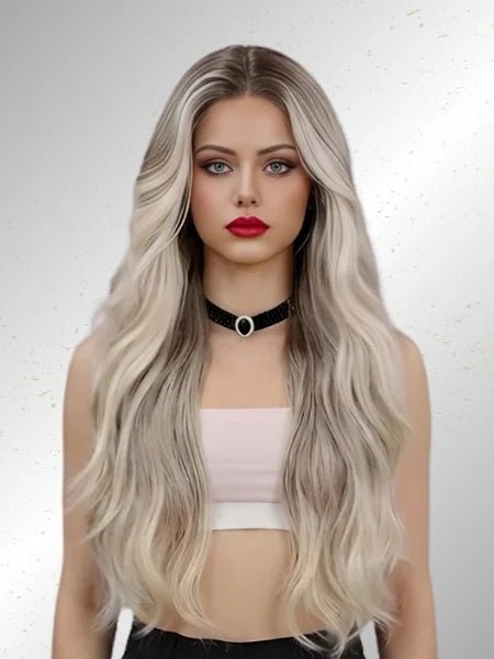 V-Part Golden Blonde Glueless Wavy Wig 150% Density - WIGZU