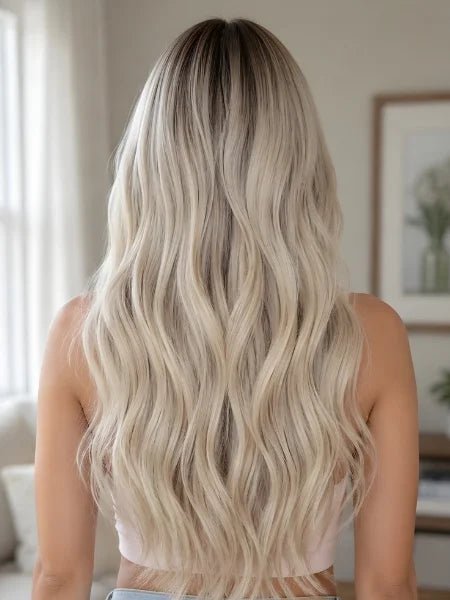 V-Part Golden Blonde Glueless Wavy Wig 150% Density - WIGZU